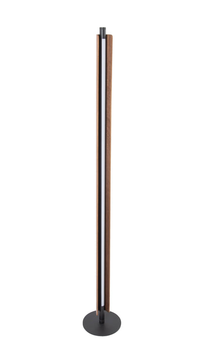 Cameron 1 Light LED Floor Lamp in Flat Black/Walnut - Orvon Lighting