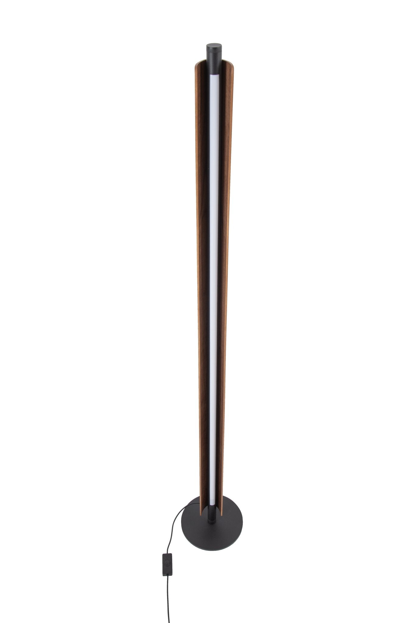 Cameron 1 Light LED Floor Lamp in Flat Black/Walnut - Orvon Lighting