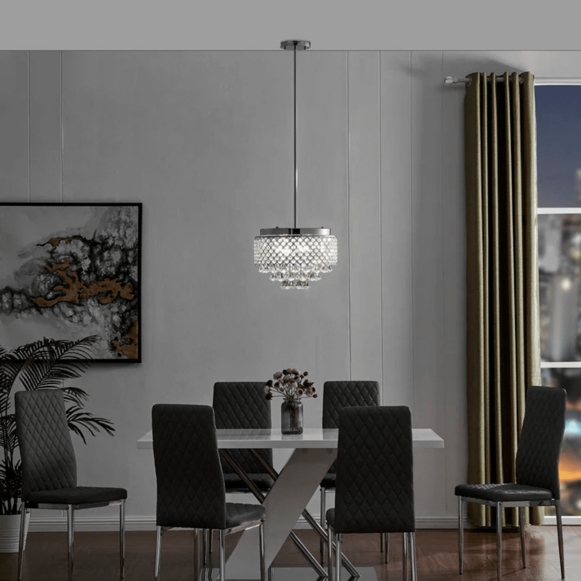 Cinderella Crystal Round Chandelier Pendant Chrome - Orvon Lighting