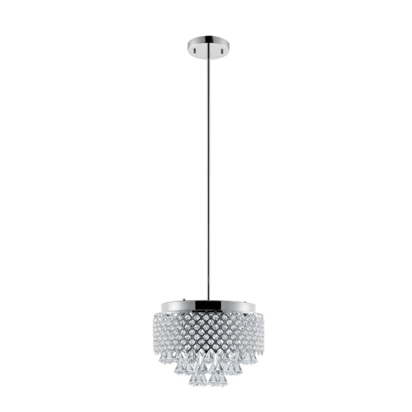 Cinderella Crystal Round Chandelier Pendant Chrome - Orvon Lighting