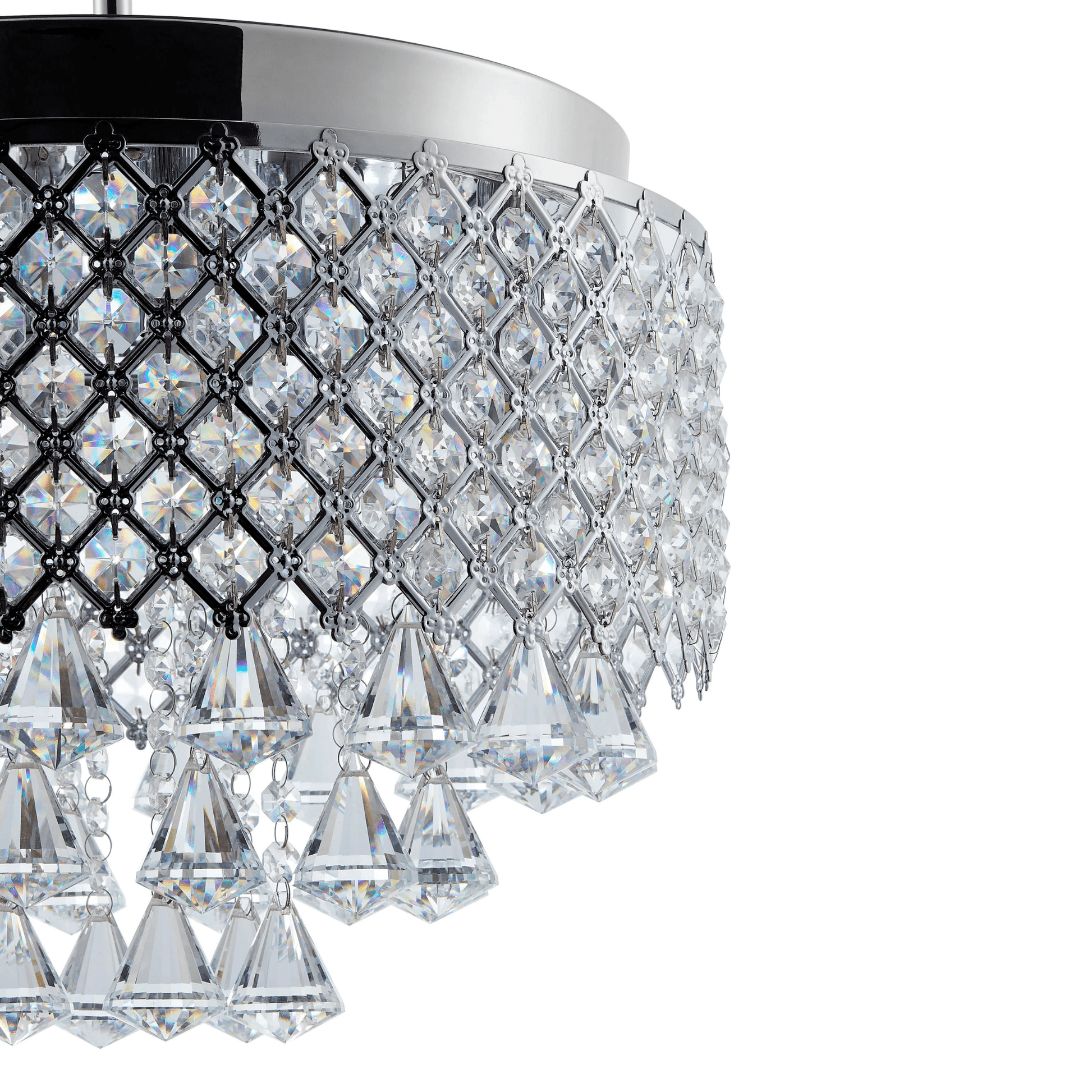 Cinderella Crystal Round Chandelier Pendant Chrome - Orvon Lighting