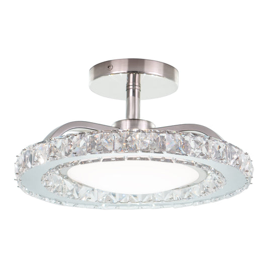 Clara 12.25 - in. Semi - Flush Mount Brushed Nickel - Orvon Lighting