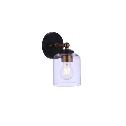 Coppa 1 Light 4.75 inch Flat Black/Satin Brass Wall Sconce Wall Light - Orvon Lighting