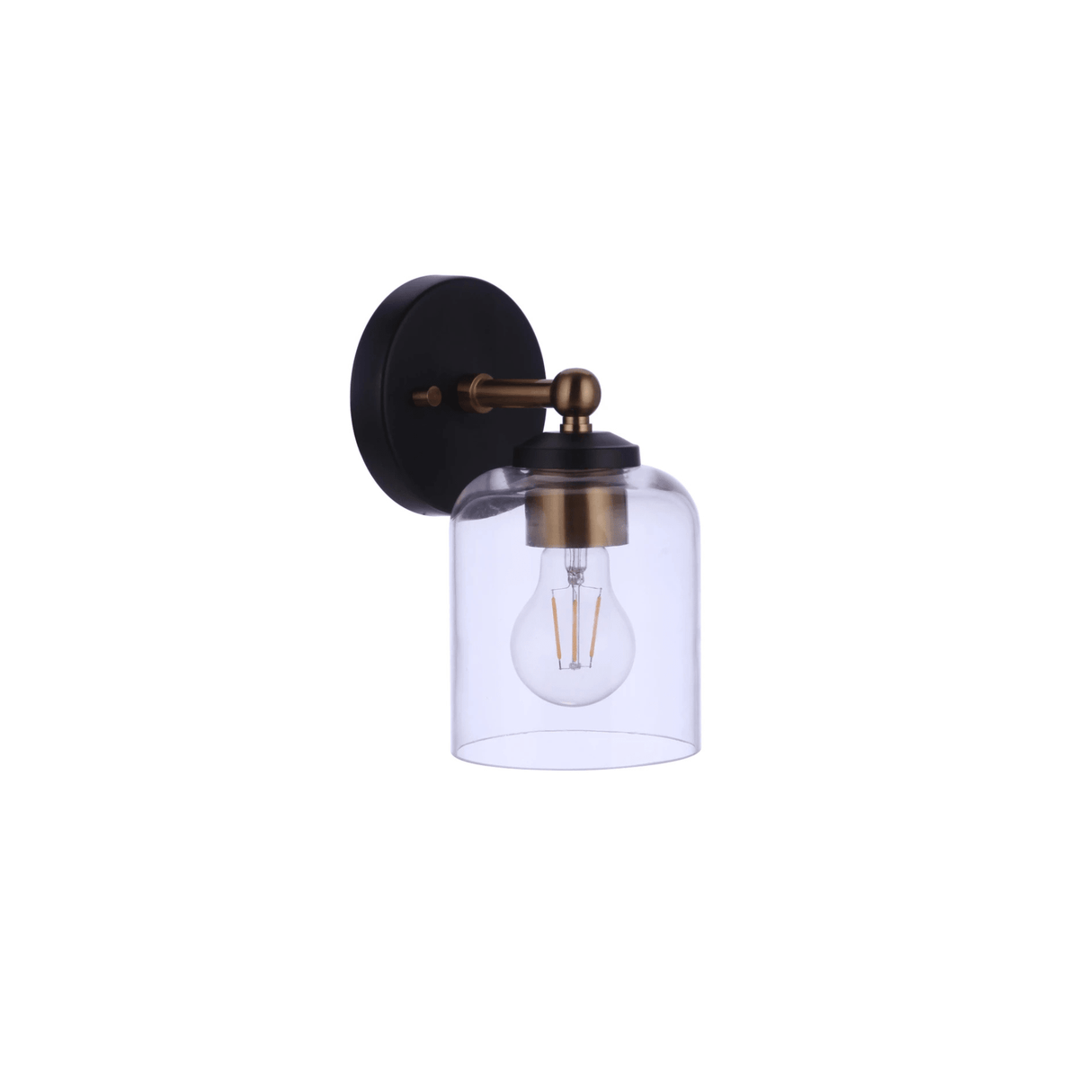 Coppa 1 Light 4.75 inch Flat Black/Satin Brass Wall Sconce Wall Light - Orvon Lighting
