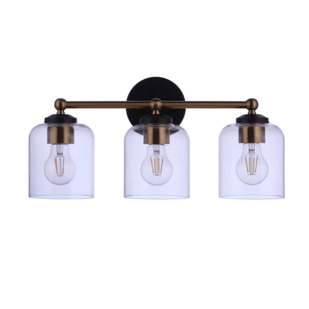 Coppa 3 Light 18.5 inch Flat Black/Satin Brass Vanity Light Wall Light 18719FBSB3 - Orvon Lighting