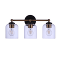 Coppa 3 Light 18.5 inch Flat Black/Satin Brass Vanity Light Wall Light 18719FBSB3 - Orvon Lighting