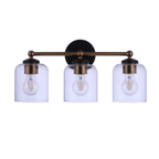 Coppa 3 Light 18.5 inch Flat Black/Satin Brass Vanity Light Wall Light 18719FBSB3 - Orvon Lighting