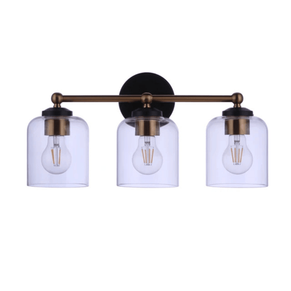 Coppa 3 Light 18.5 inch Flat Black/Satin Brass Vanity Light Wall Light 18719FBSB3 - Orvon Lighting