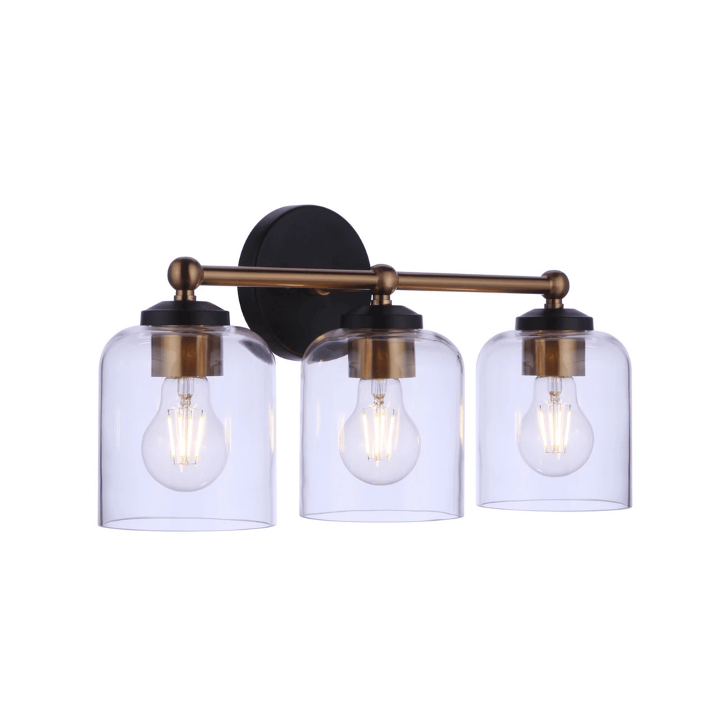 Coppa 3 Light 18.5 inch Flat Black/Satin Brass Vanity Light Wall Light 18719FBSB3 - Orvon Lighting