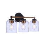 Coppa 3 Light 18.5 inch Flat Black/Satin Brass Vanity Light Wall Light 18719FBSB3 - Orvon Lighting