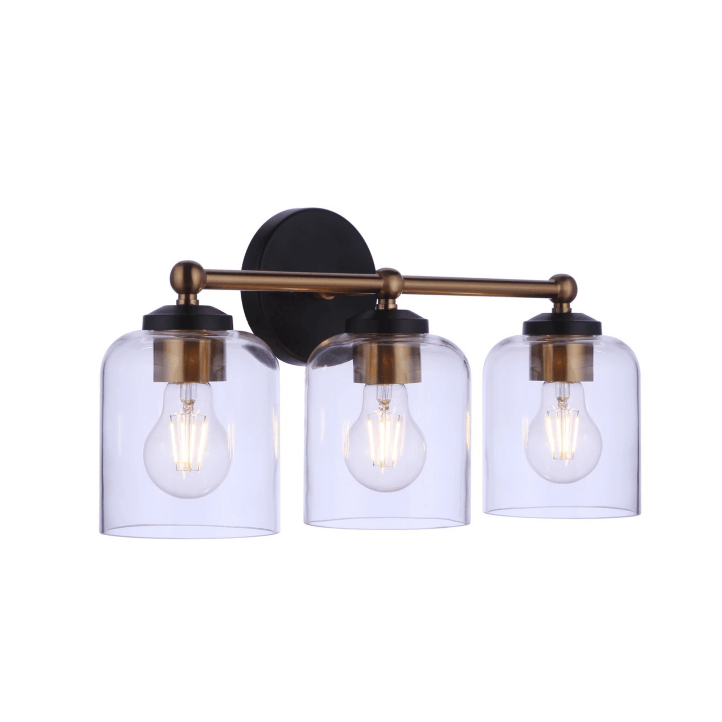 Coppa 3 Light 18.5 inch Flat Black/Satin Brass Vanity Light Wall Light 18719FBSB3 - Orvon Lighting