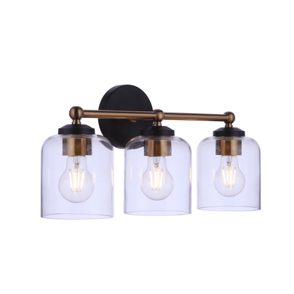 Coppa 3 Light 18.5 inch Flat Black/Satin Brass Vanity Light Wall Light 18719FBSB3 - Orvon Lighting