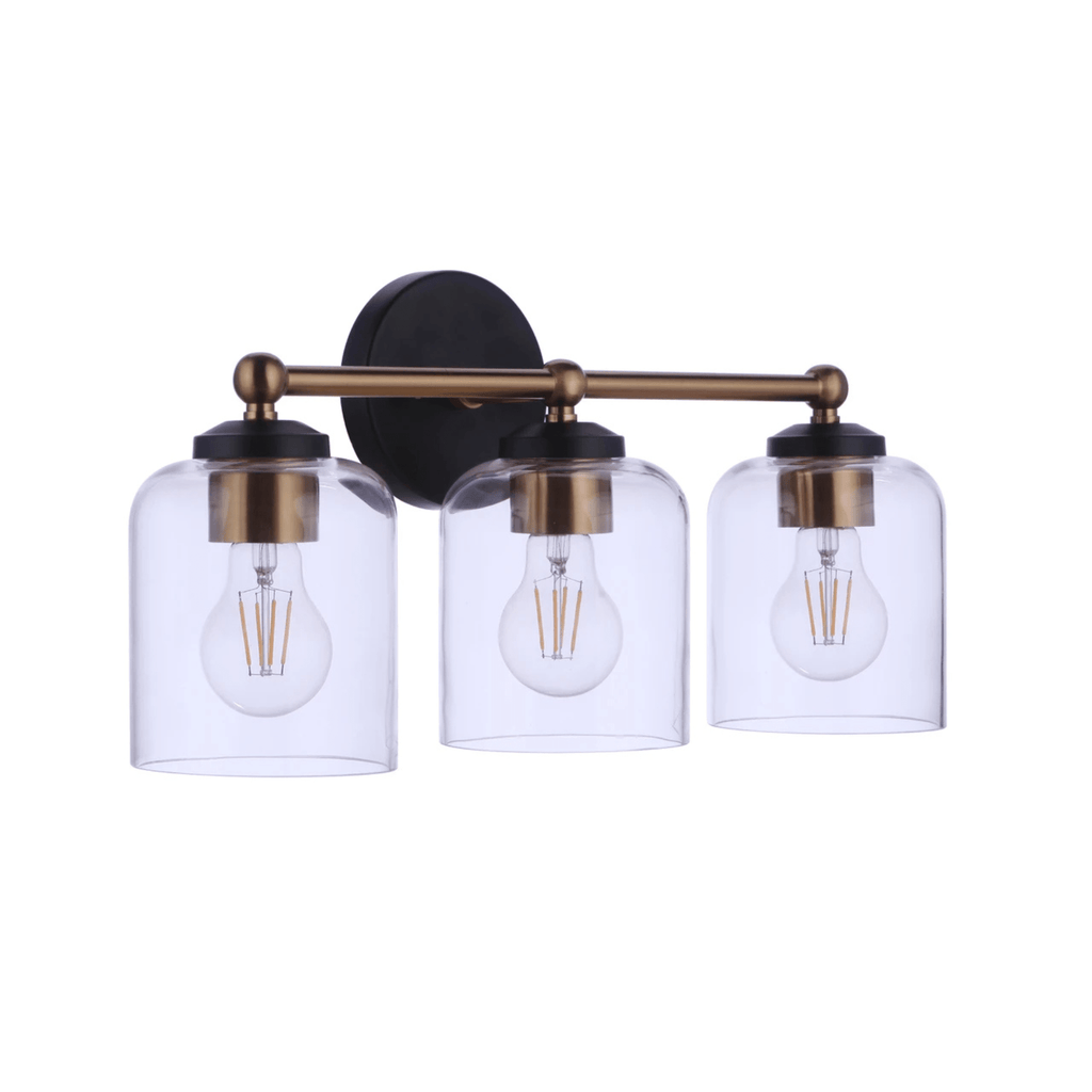 Coppa 3 Light 18.5 inch Flat Black/Satin Brass Vanity Light Wall Light 18719FBSB3 - Orvon Lighting