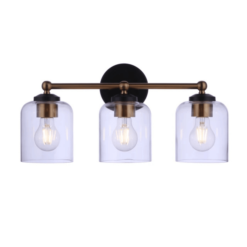 Coppa 3 Light 18.5 inch Flat Black/Satin Brass Vanity Light Wall Light 18719FBSB3 - Orvon Lighting