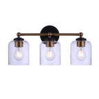 Coppa 3 Light 18.5 inch Flat Black/Satin Brass Vanity Light Wall Light 18719FBSB3 - Orvon Lighting