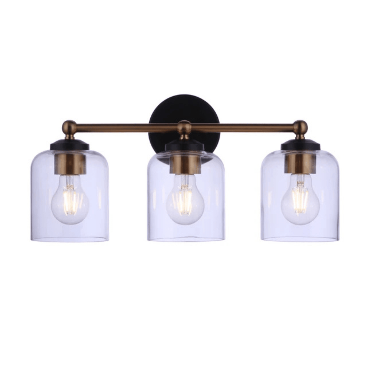 Coppa 3 Light 18.5 inch Flat Black/Satin Brass Vanity Light Wall Light 18719FBSB3 - Orvon Lighting