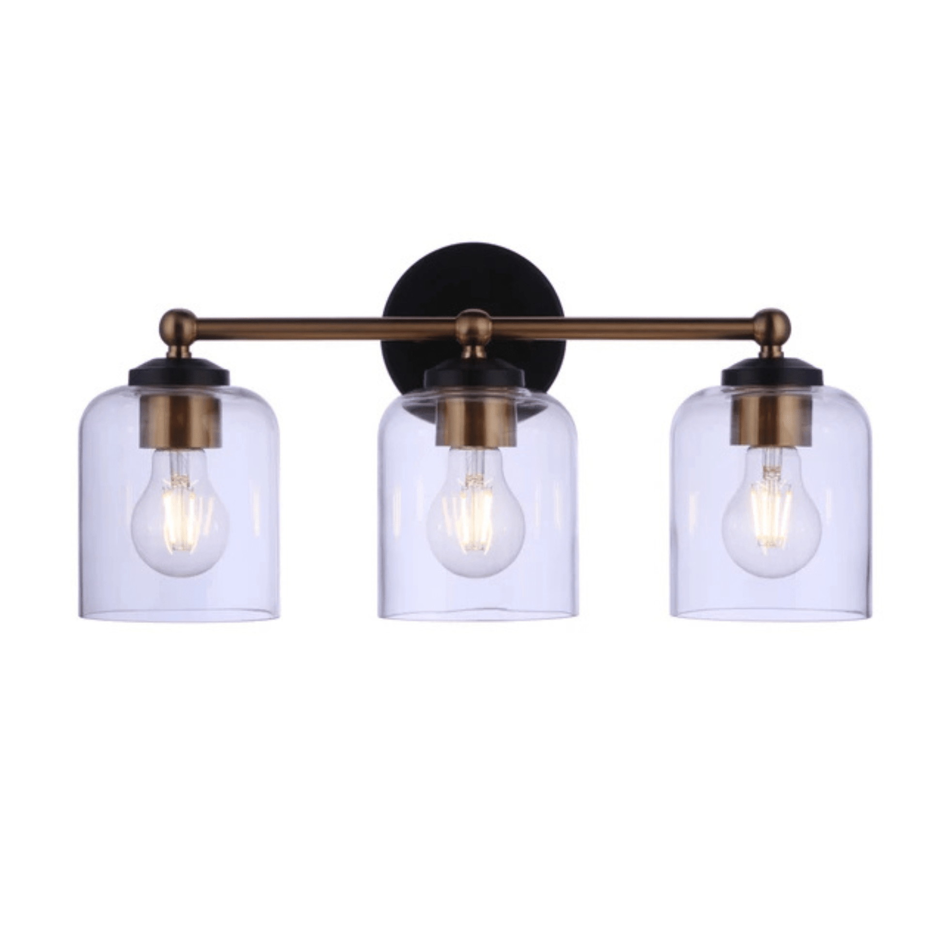 Coppa 3 Light 18.5 inch Flat Black/Satin Brass Vanity Light Wall Light 18719FBSB3 - Orvon Lighting
