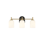 Council 3 Light 20.5 inch Flat Black/Satin Brass Vanity Light Wall Light - Orvon Lighting
