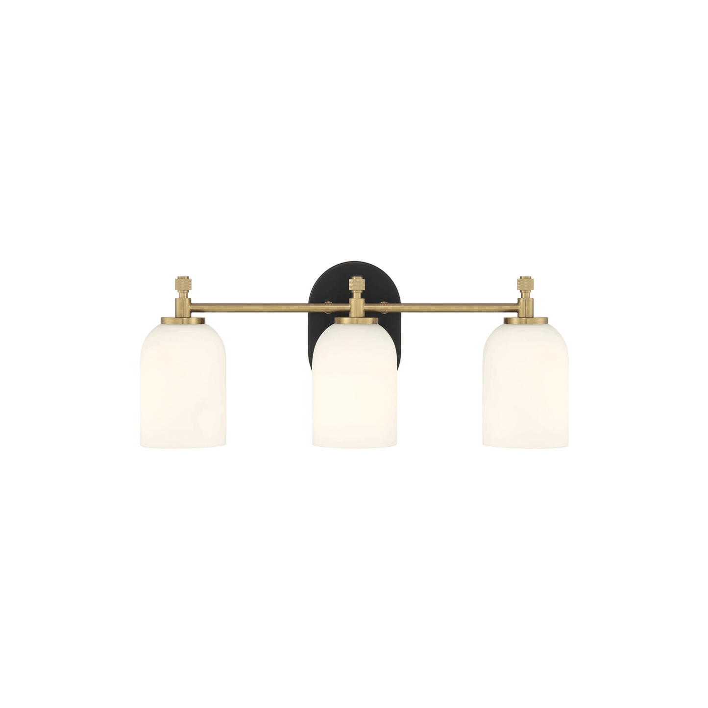 Council 3 Light 20.5 inch Flat Black/Satin Brass Vanity Light Wall Light - Orvon Lighting