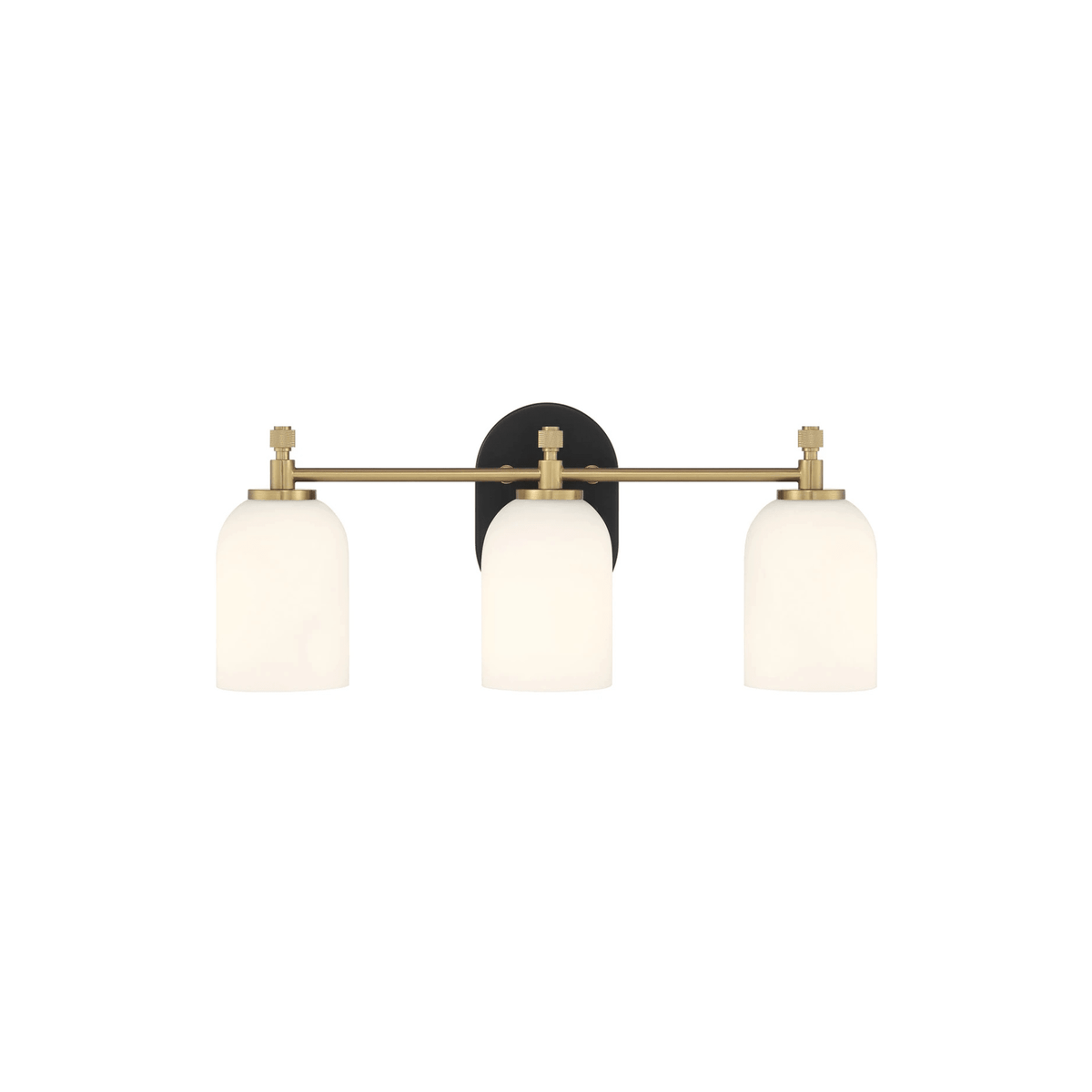 Council 3 Light 20.5 inch Flat Black/Satin Brass Vanity Light Wall Light - Orvon Lighting