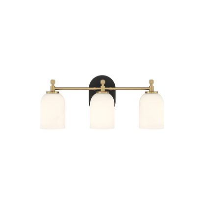 Council 3 Light 20.5 inch Flat Black/Satin Brass Vanity Light Wall Light - Orvon Lighting