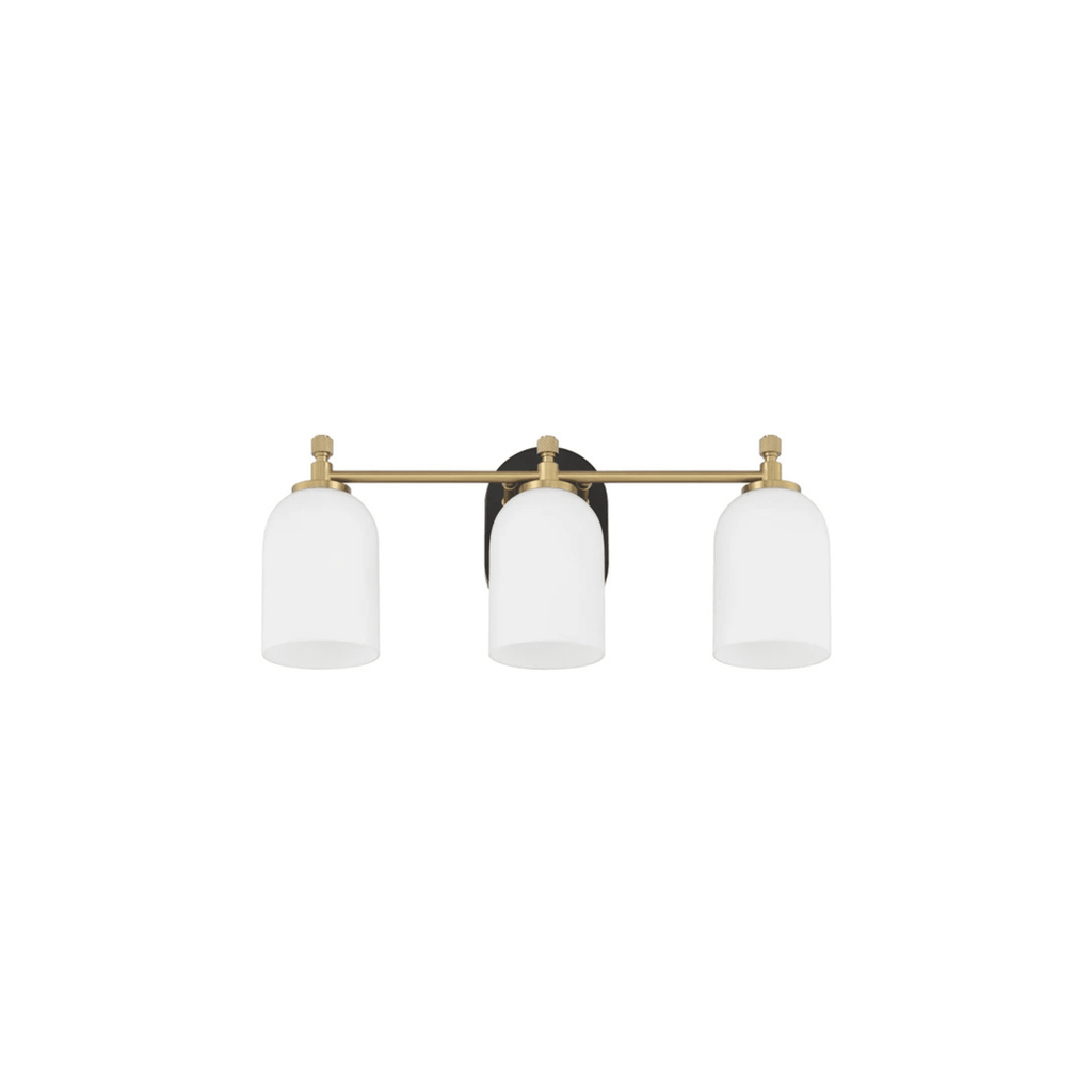 Council 3 Light 20.5 inch Flat Black/Satin Brass Vanity Light Wall Light - Orvon Lighting