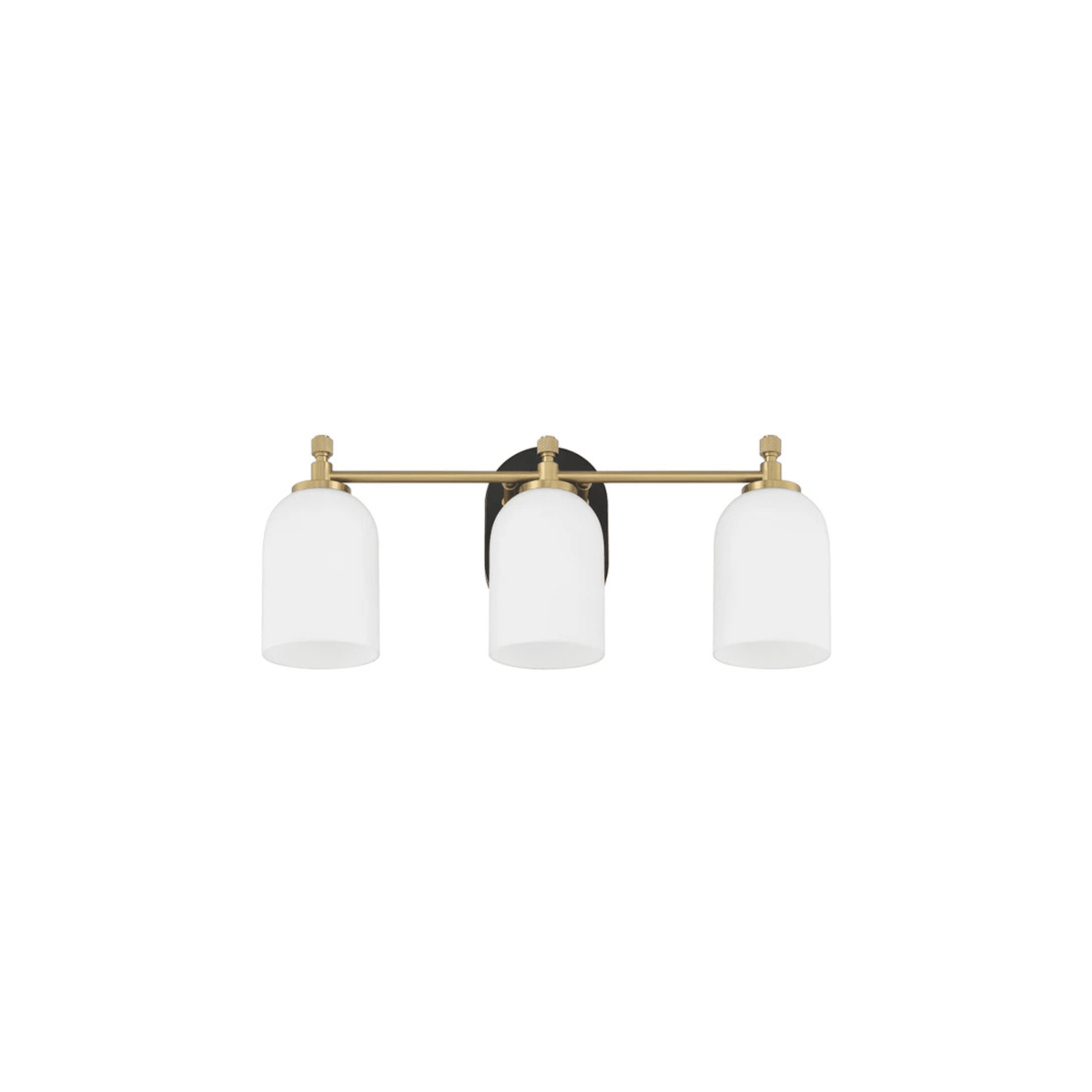 Council 3 Light 20.5 inch Flat Black/Satin Brass Vanity Light Wall Light - Orvon Lighting