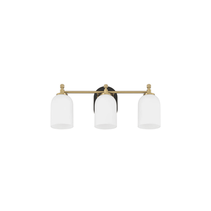 Council 3 Light 20.5 inch Flat Black/Satin Brass Vanity Light Wall Light - Orvon Lighting
