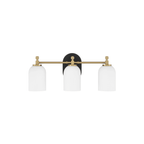 Council 3 Light 20.5 inch Flat Black/Satin Brass Vanity Light Wall Light - Orvon Lighting