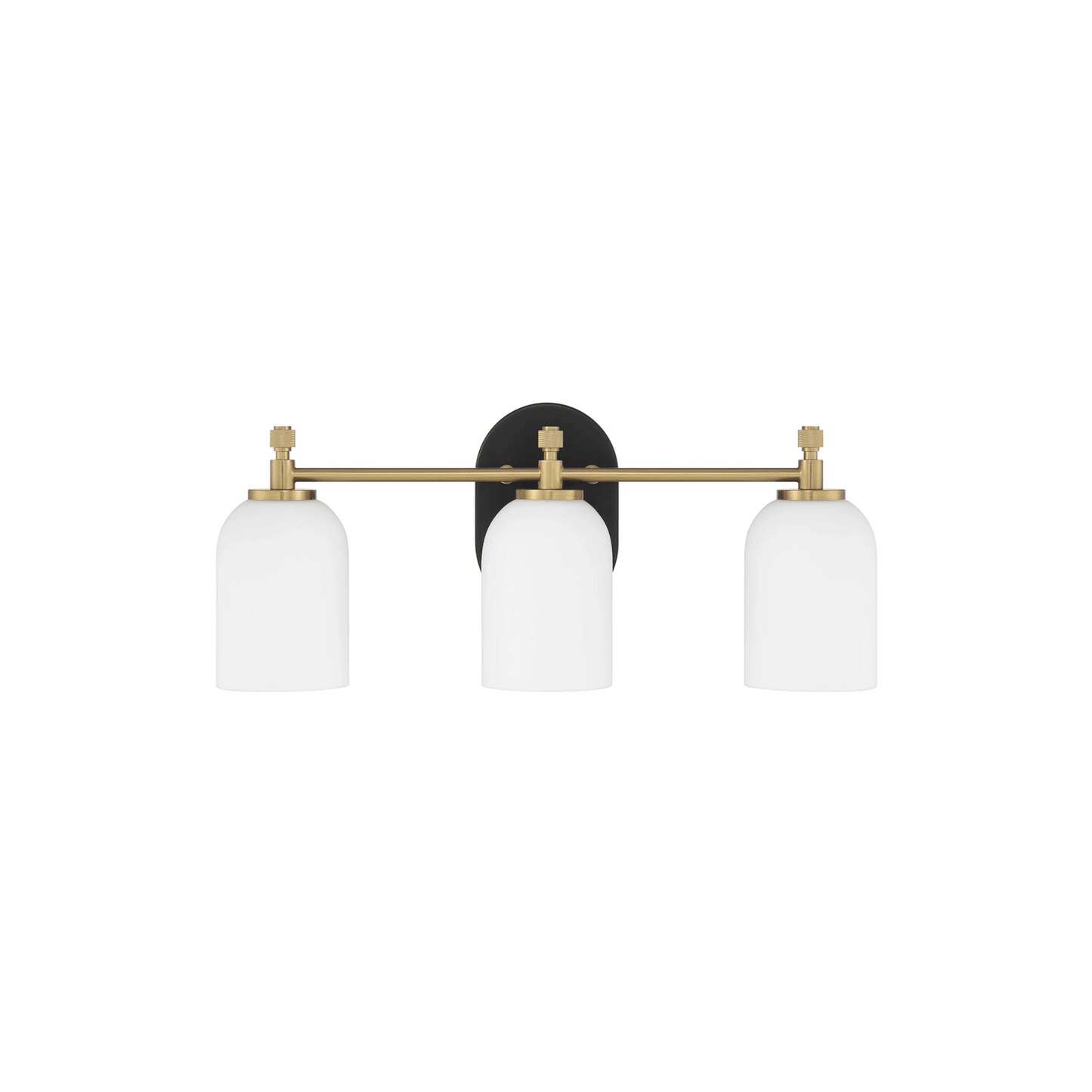 Council 3 Light 20.5 inch Flat Black/Satin Brass Vanity Light Wall Light - Orvon Lighting