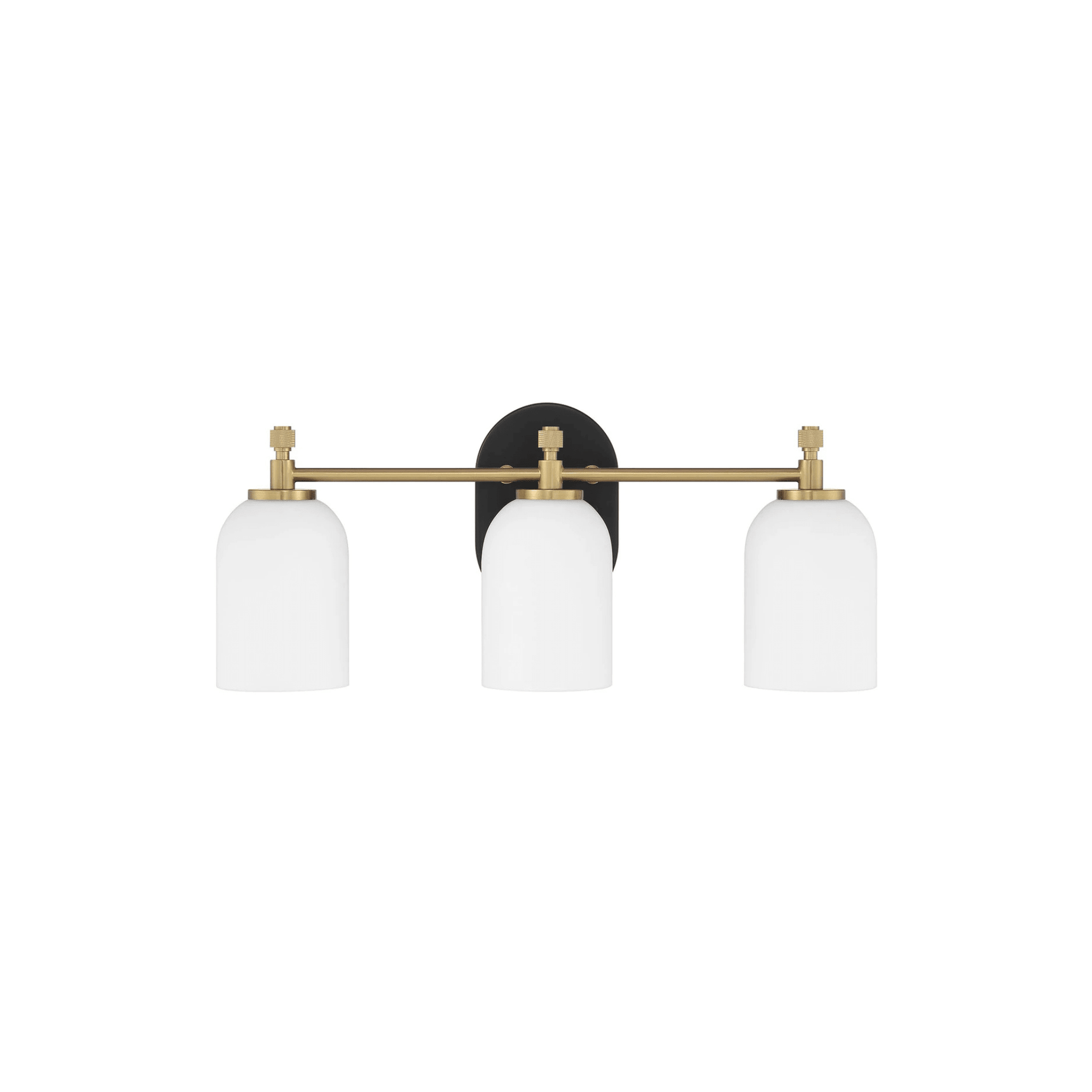 Council 3 Light 20.5 inch Flat Black/Satin Brass Vanity Light Wall Light - Orvon Lighting