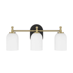 Council 3 Light 20.5 inch Flat Black/Satin Brass Vanity Light Wall Light - Orvon Lighting