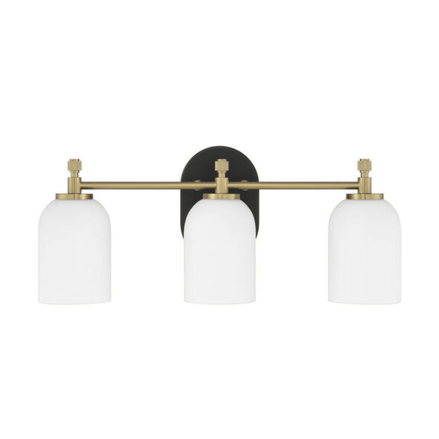 Council 3 Light 20.5 inch Flat Black/Satin Brass Vanity Light Wall Light - Orvon Lighting