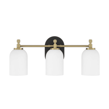 Council 3 Light 20.5 inch Flat Black/Satin Brass Vanity Light Wall Light - Orvon Lighting
