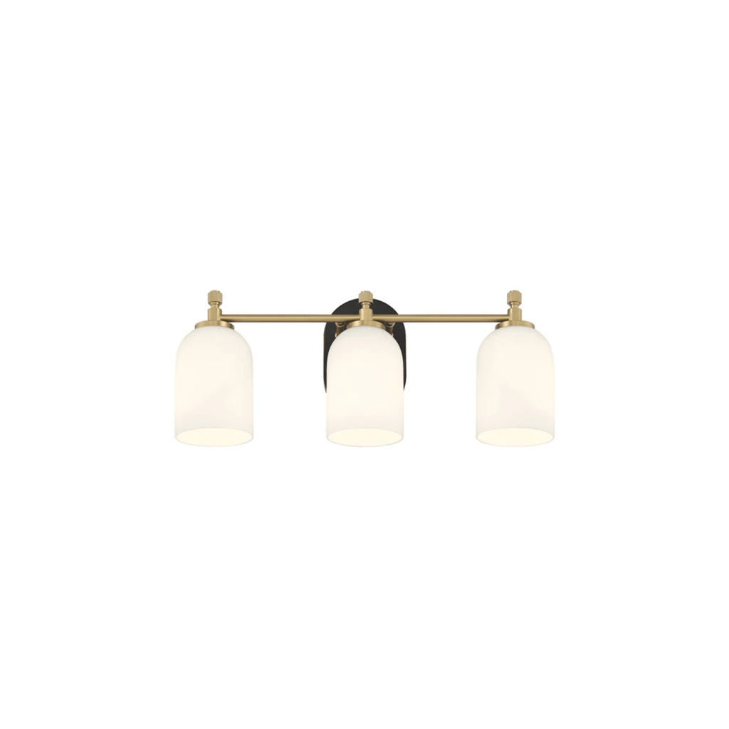 Council 3 Light 20.5 inch Flat Black/Satin Brass Vanity Light Wall Light - Orvon Lighting