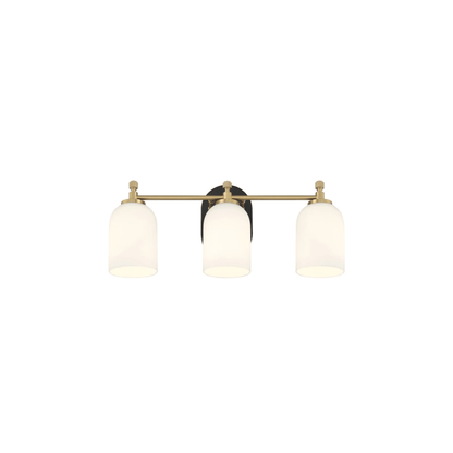 Council 3 Light 20.5 inch Flat Black/Satin Brass Vanity Light Wall Light - Orvon Lighting