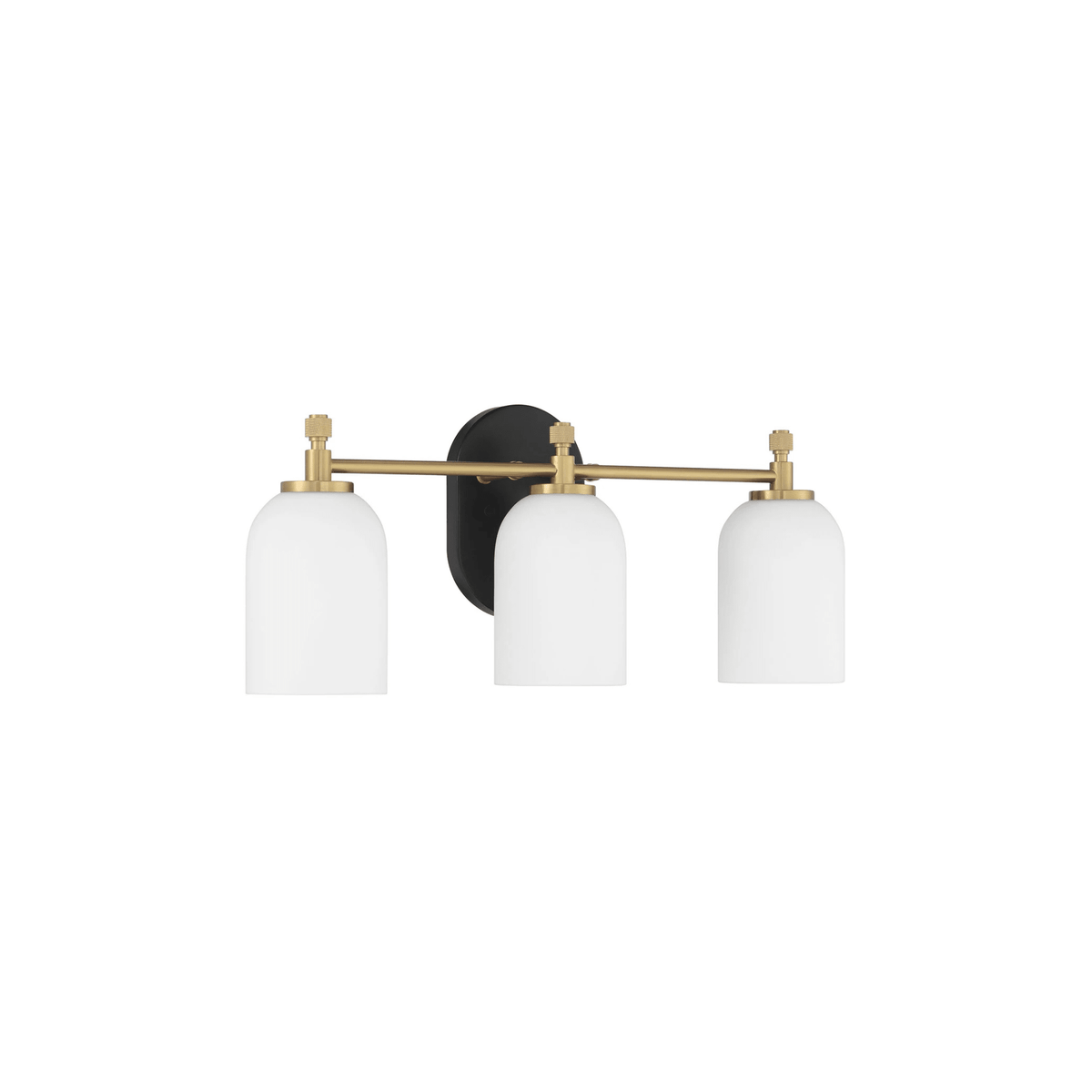 Council 3 Light 20.5 inch Flat Black/Satin Brass Vanity Light Wall Light - Orvon Lighting