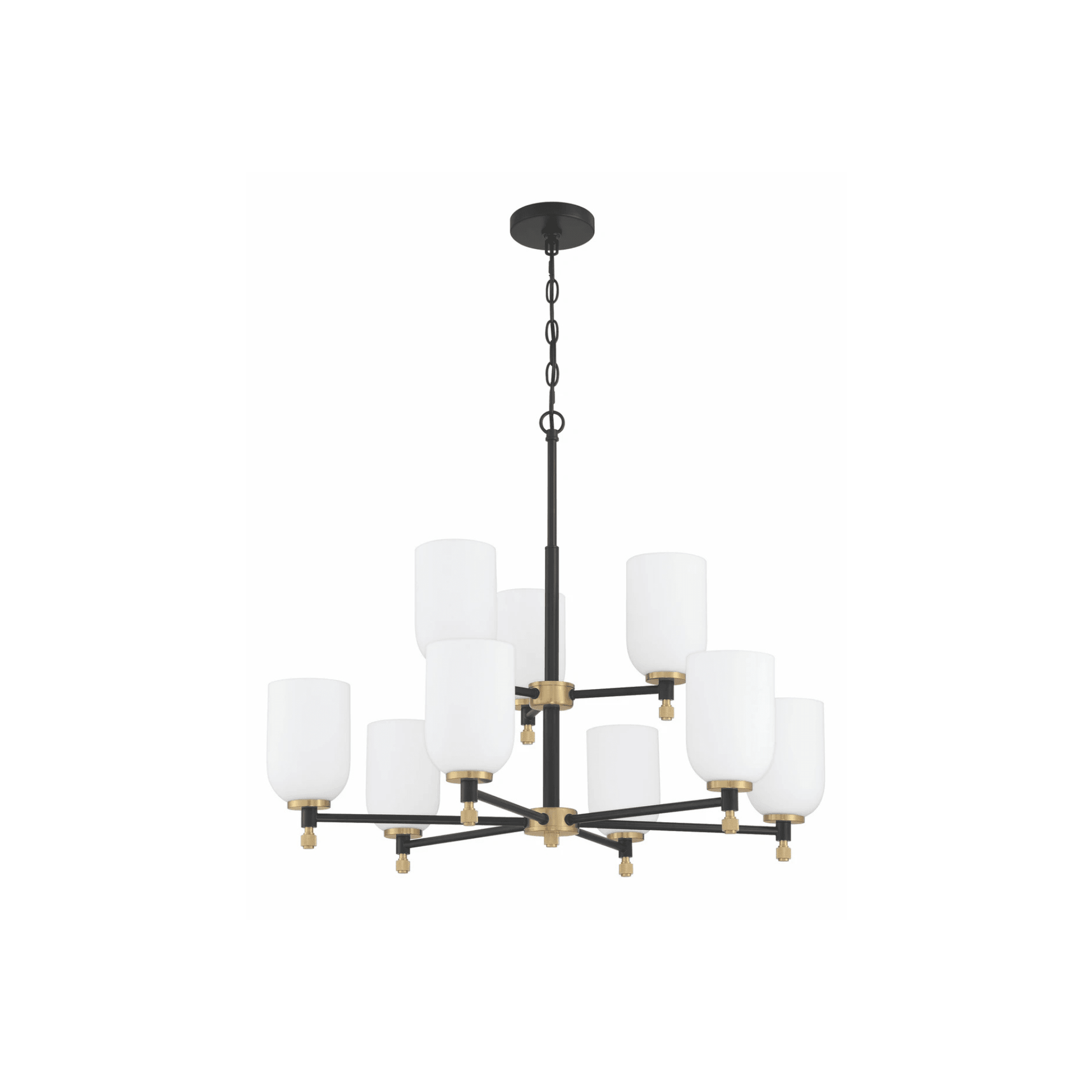 Council Flat Black/Satin Brass Chandelier Ceiling Light - Orvon Lighting