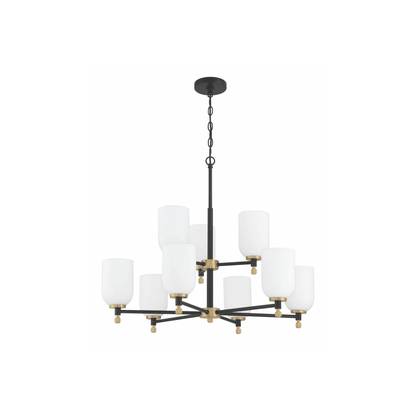 Council Flat Black/Satin Brass Chandelier Ceiling Light - Orvon Lighting