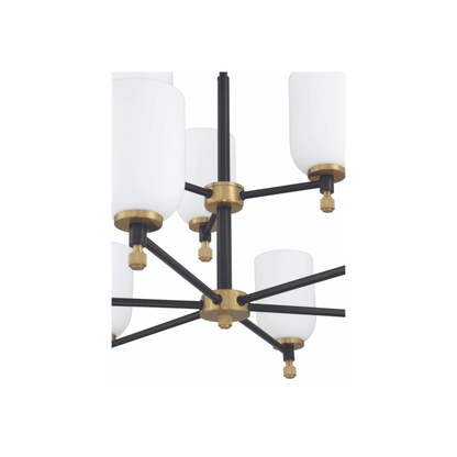 Council Flat Black/Satin Brass Chandelier Ceiling Light - Orvon Lighting