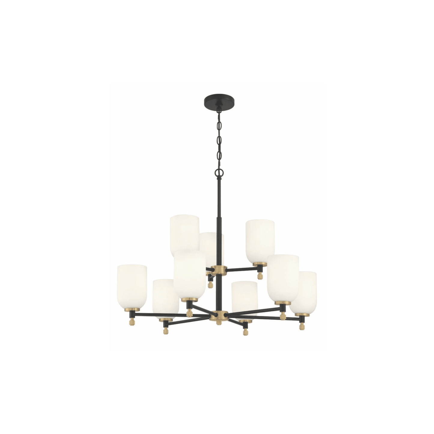 Council Flat Black/Satin Brass Chandelier Ceiling Light - Orvon Lighting