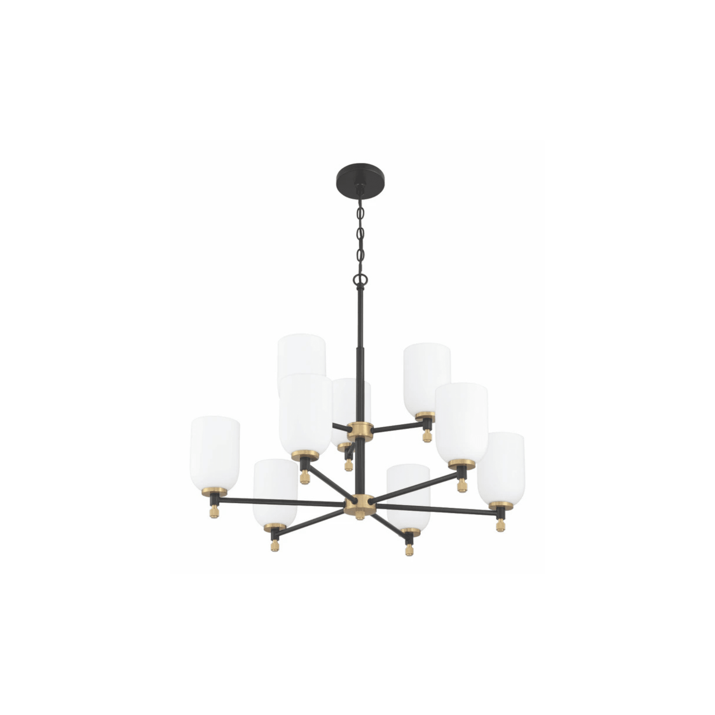 Council Flat Black/Satin Brass Chandelier Ceiling Light - Orvon Lighting