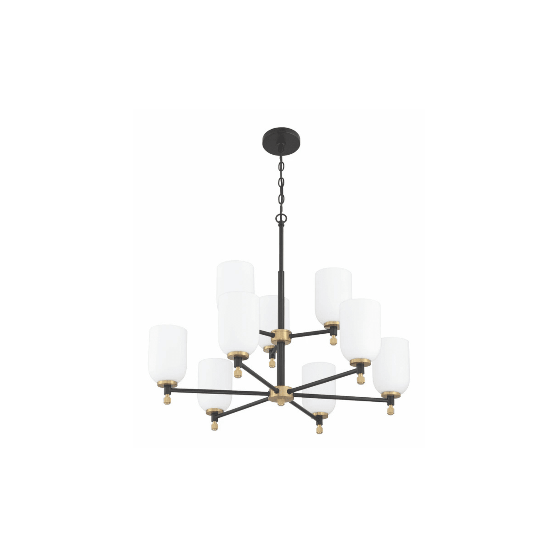 Council Flat Black/Satin Brass Chandelier Ceiling Light - Orvon Lighting