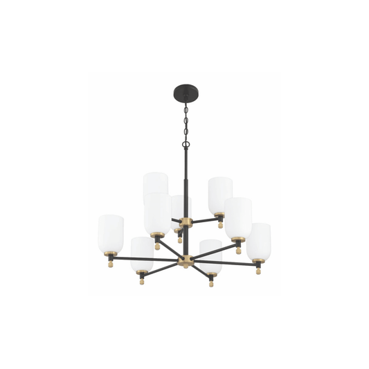Council Flat Black/Satin Brass Chandelier Ceiling Light - Orvon Lighting