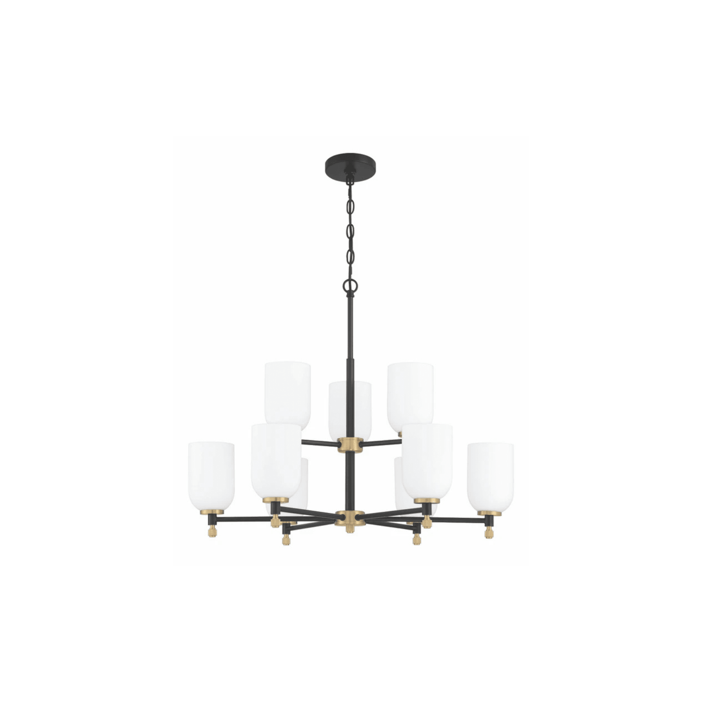 Council Flat Black/Satin Brass Chandelier Ceiling Light - Orvon Lighting
