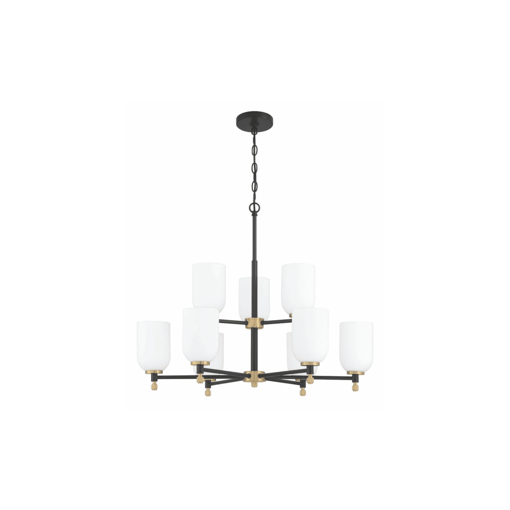 Council Flat Black/Satin Brass Chandelier Ceiling Light - Orvon Lighting