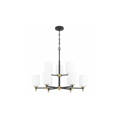 Council Flat Black/Satin Brass Chandelier Ceiling Light - Orvon Lighting