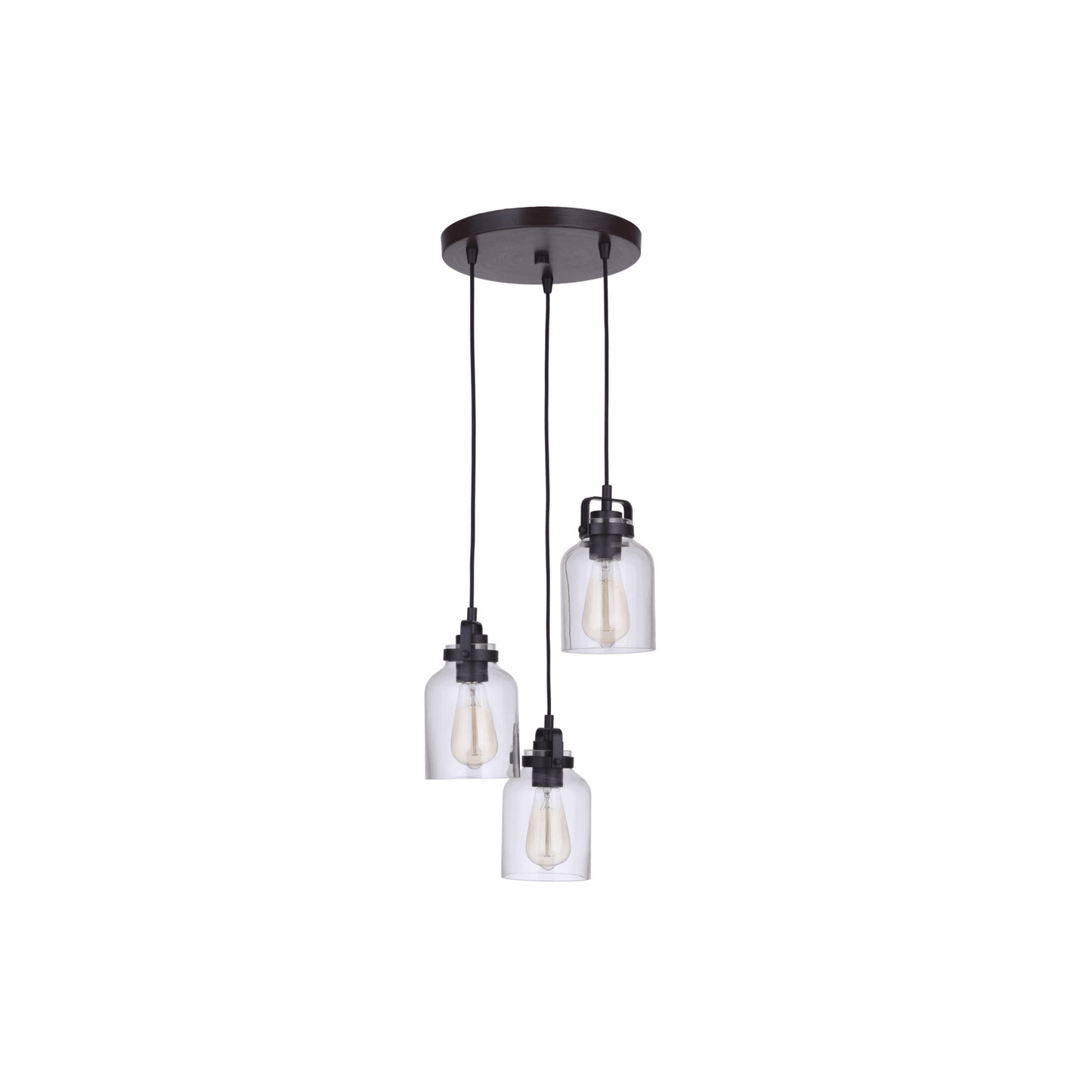 Craftmade 3 - Light Pendant Flat Black/Dark Teak - Orvon Lighting
