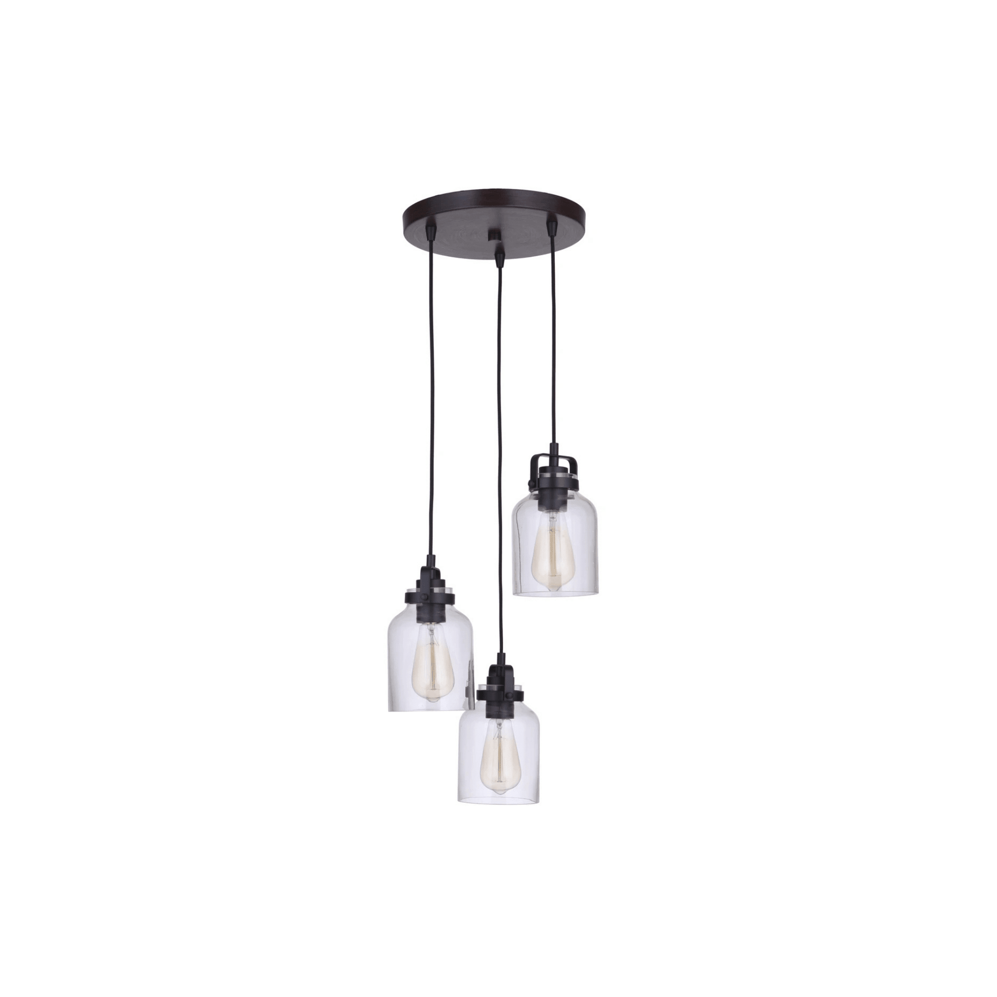 Craftmade 3 - Light Pendant Flat Black/Dark Teak - Orvon Lighting