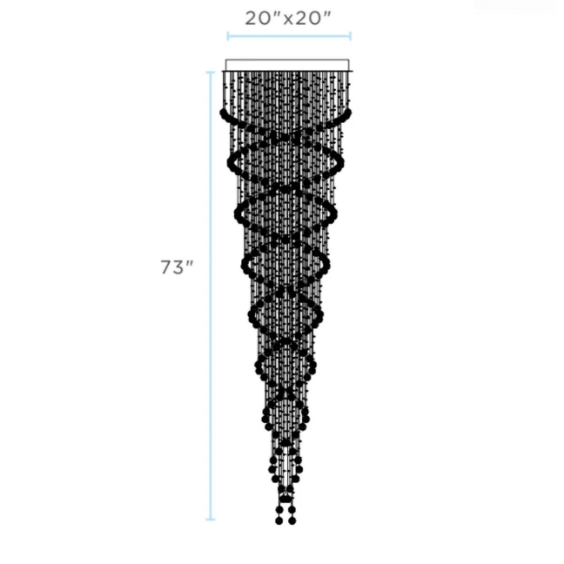 Crystal Chandelier Double Helix 7 Light, 73" Hanging Length - Orvon Lighting